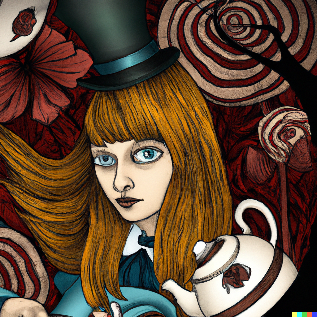 Alice in Wonderland in Art Nouveau style