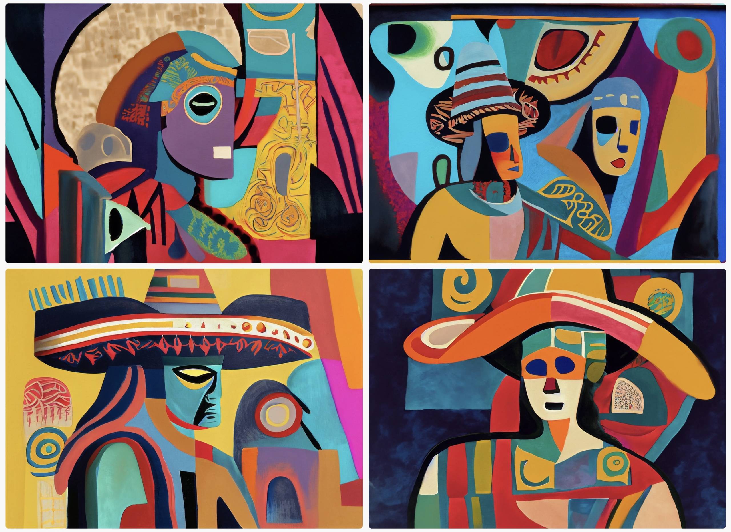 Mexican Maya art style abstract painting